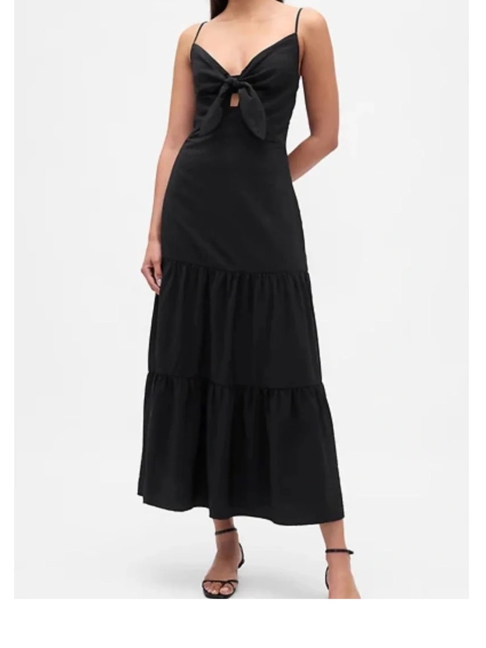 GAP plus size Black Tie-Front Maxi Dress